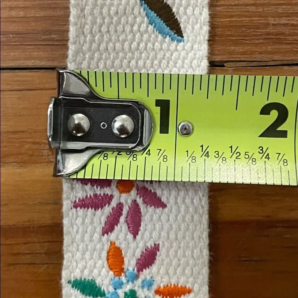 White Floral Embroidered Macrame Strap Tie Belt One Size
